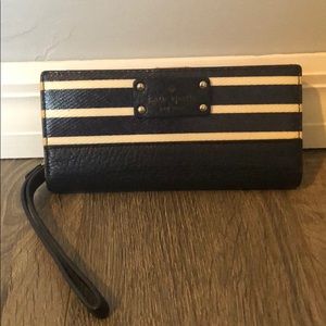 Navy and white stripped womens kate spade wallet